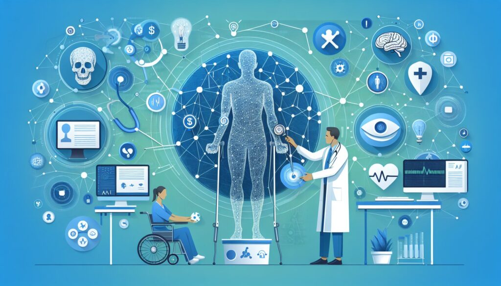 AI-powered healthcare technology and medical research illustration.