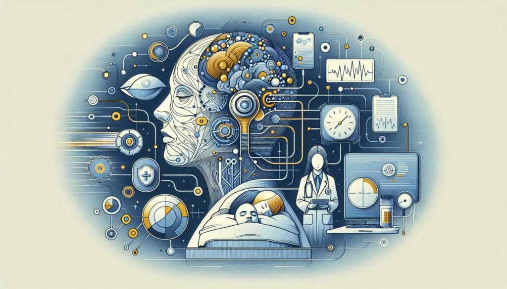 AI-powered healthcare technology and medical data analysis illustration.