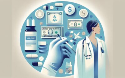Vaccine and medical research illustration with healthcare professional and medication icons.