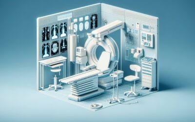 CT scan machine in a medical imaging room for diagnostic radiology.