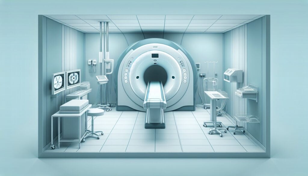 MRI machine in a modern medical imaging room, ready for diagnostic scans.