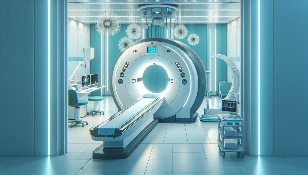 MRI machine in a modern medical imaging room, ready for diagnostic scans.