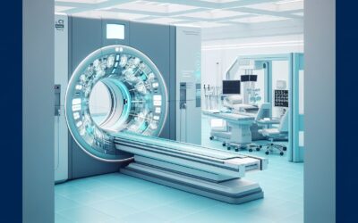 MRI machine in a modern medical imaging room, showcasing advanced healthcare technology.