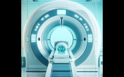 MRI machine with a patient inside for medical imaging and diagnosis.