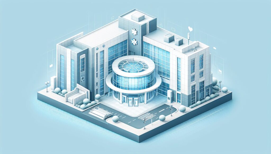 Advanced hospital building with modern architecture and medical facilities.