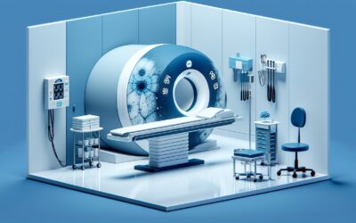 CT scan machine in a medical imaging room for diagnostic radiology.