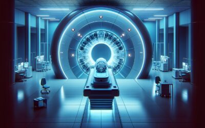 MRI machine in a high-tech medical imaging room, showcasing advanced healthcare technology.