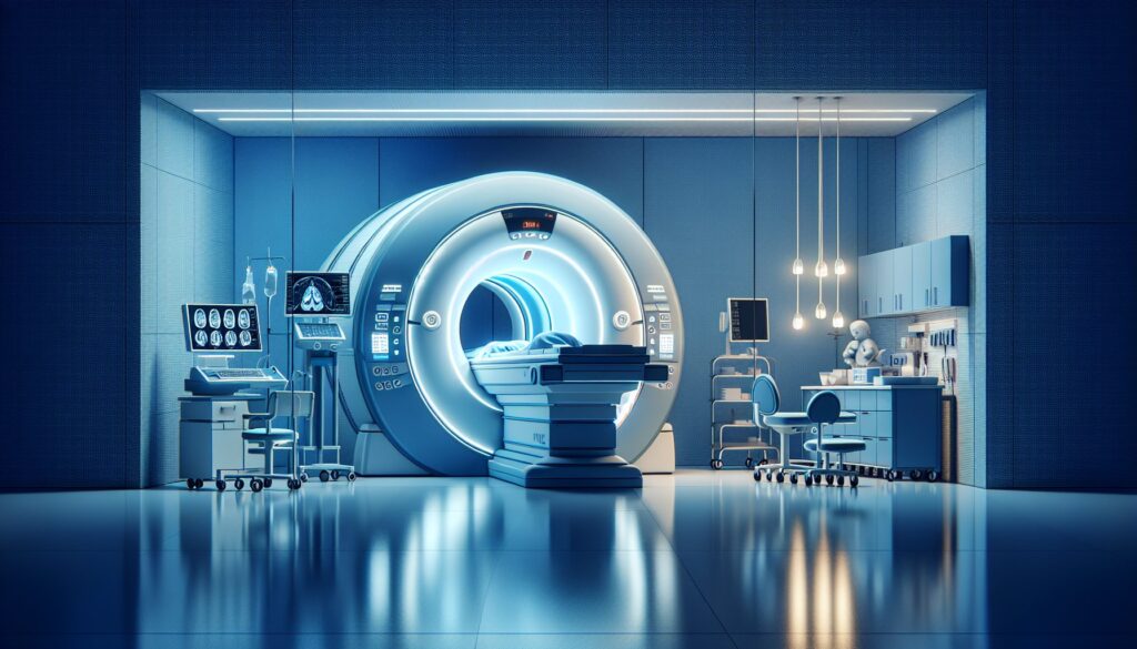MRI machine in a modern medical imaging room, showcasing advanced healthcare technology.