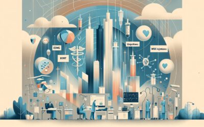 AI-powered medical research and innovation in a futuristic healthcare setting.