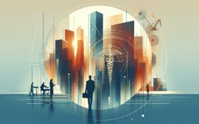 Innovative digital cityscape with futuristic skyscrapers and technology elements for modern urban de.