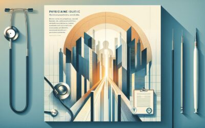 Physician's medical infographic with stethoscope and medical tools for healthcare analysis and diagn.