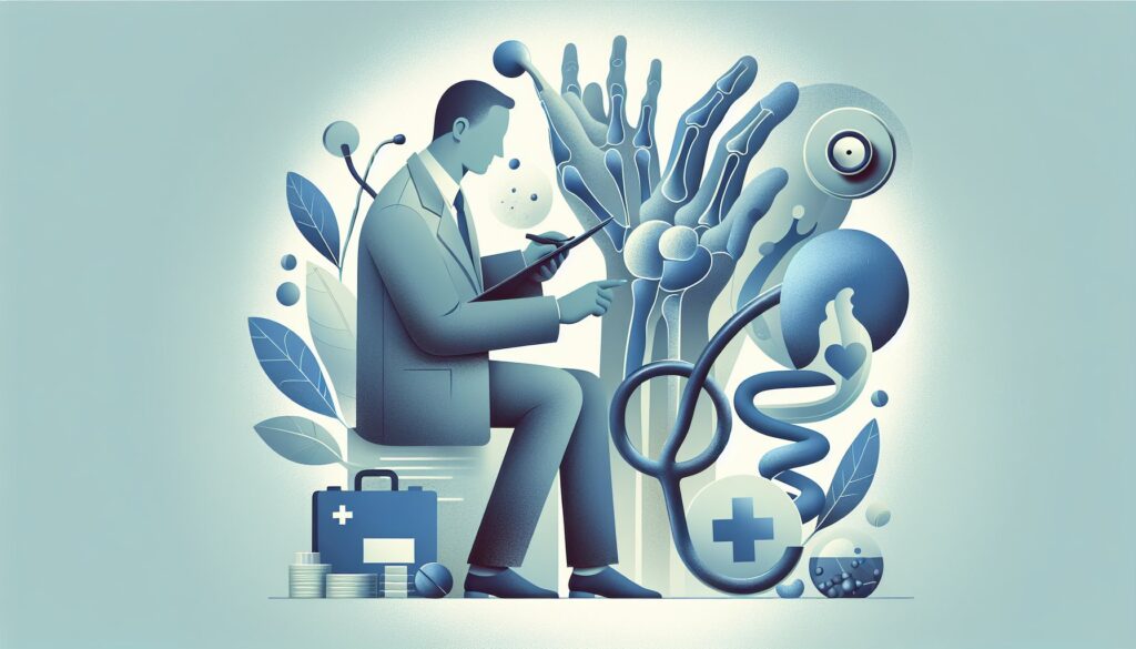 Advanced medical research illustration with a scientist and robotic hand, emphasizing healthcare inn.