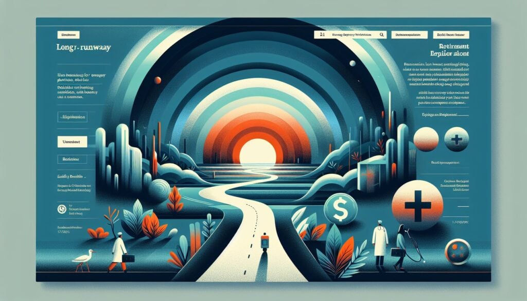 A colorful, futuristic digital landscape with a sunset, pathway, and abstract elements representing.