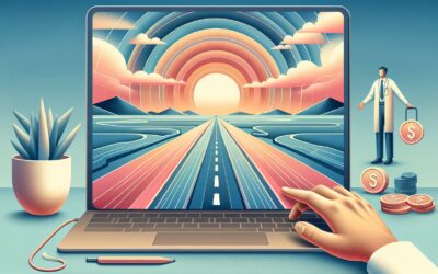 A colorful digital illustration of a road leading to a sunrise, symbolizing growth and opportunity i.