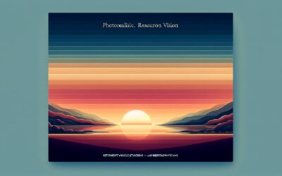 Photorealistic sunset landscape with vibrant colors and layered mountains for visual art and nature.
