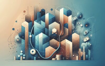 High-tech digital cityscape with abstract 3D buildings and data elements for innovative tech solutio.