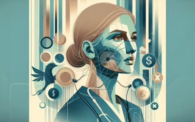 AI-generated woman with digital and technological elements, representing innovation and modern techn.