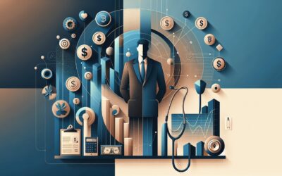 Investing and financial growth concept with a businessman and digital financial icons.