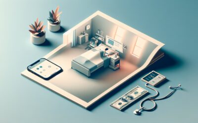 Remote patient monitoring setup with medical devices and digital health technology.
