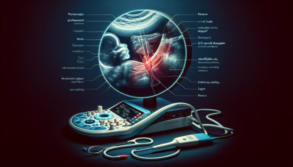 An ultrasound machine with a fetus in the womb, highlighting medical imaging technology.