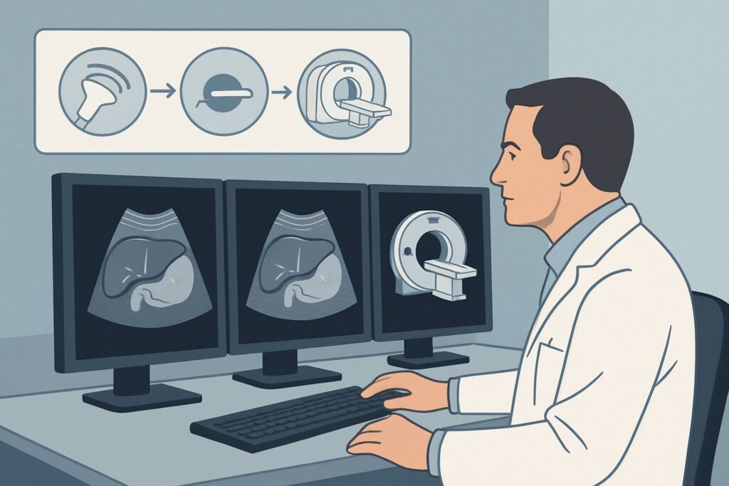 What Imaging Is Best for Jaundice When Biliary Obstruction Is Not Suspected?