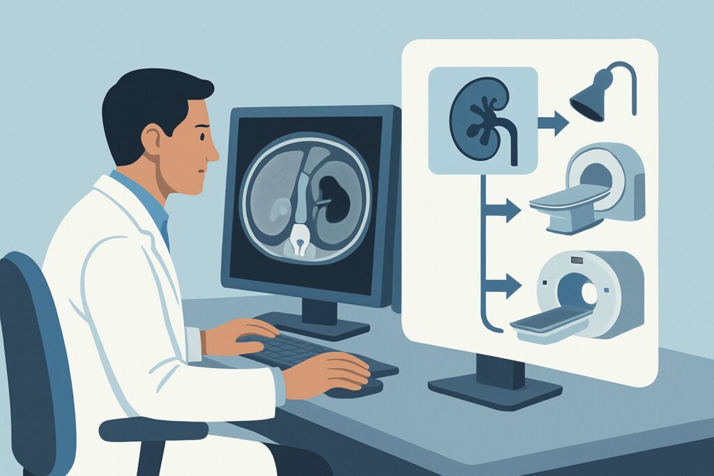 What Is the Best Initial Imaging for an Indeterminate Renal Mass Without Contrast Contraindications?