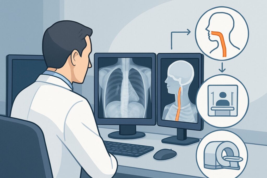 What Is the Best Initial Imaging for Retrosternal Dysphagia in Immunocompromised Patients?