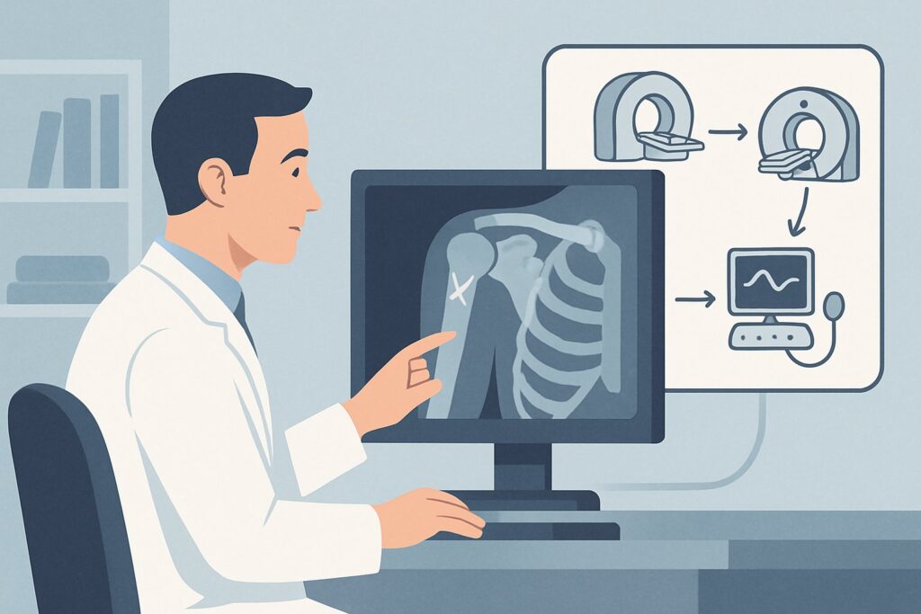 What Is the Next Imaging Step After a Shoulder Fracture Is Found on Radiographs?