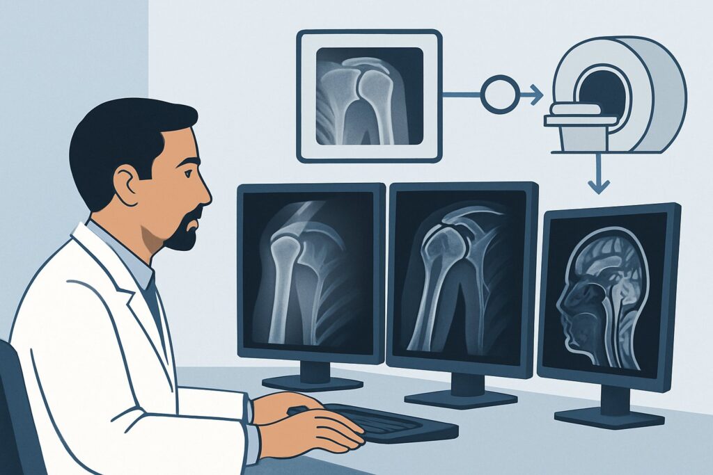 What Is the Next Imaging Study for Chronic Shoulder Pain With Osteoarthritis on Radiographs?