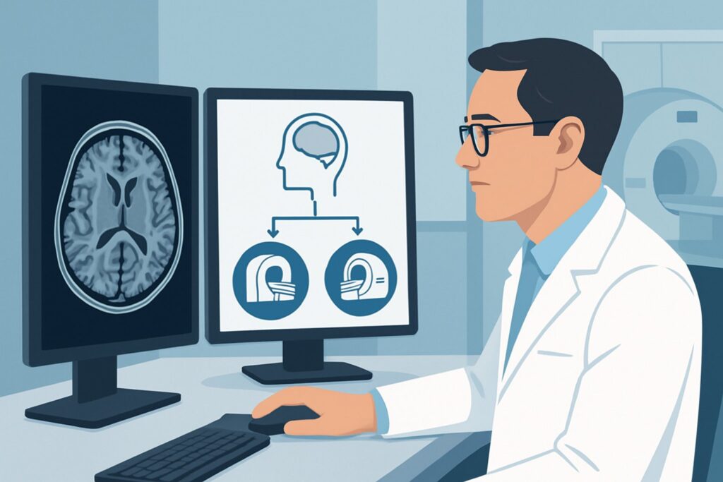 Which Imaging Study Is Best for Brain Tumor Screening in Adults with Genetic Risk?