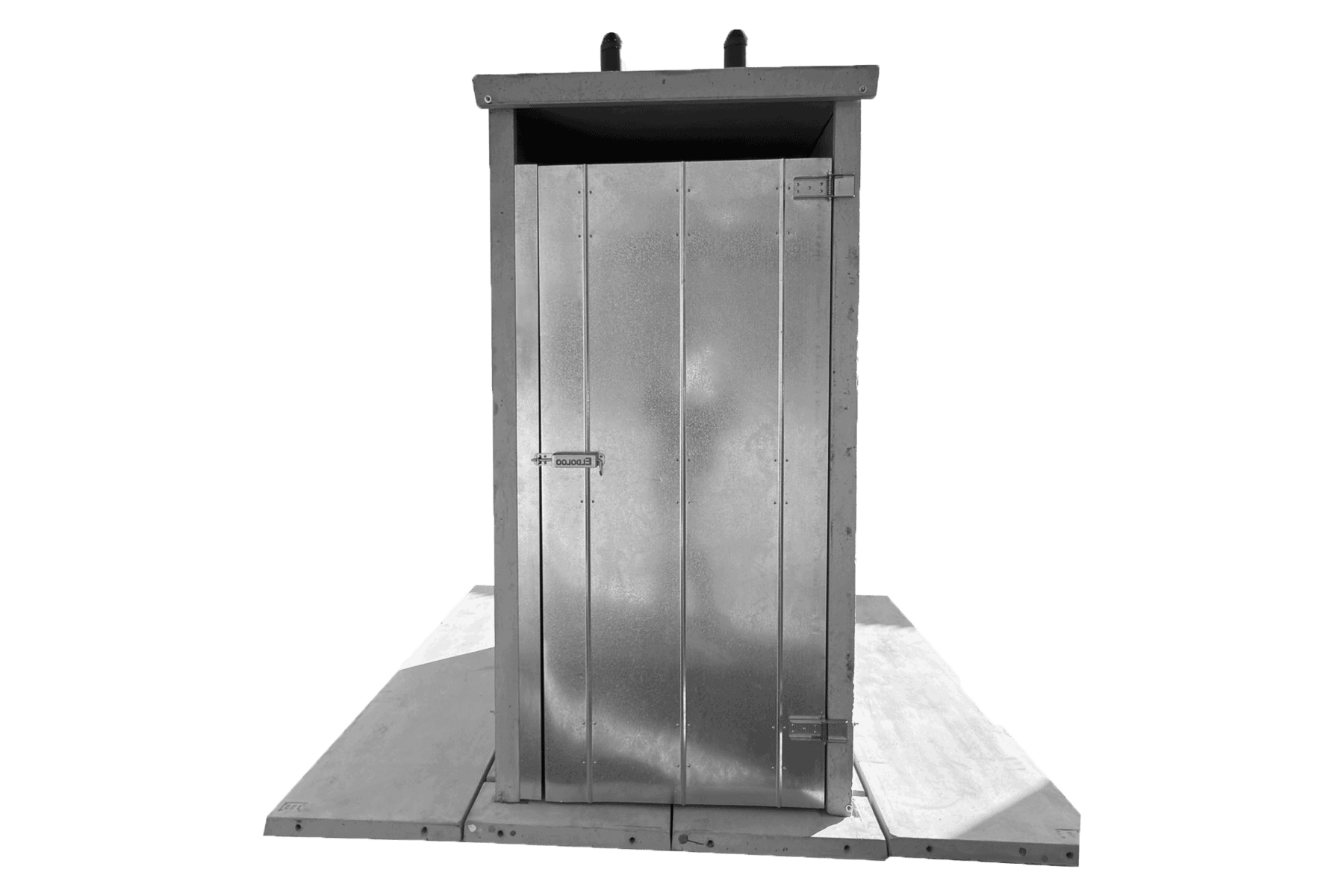 Secure galvanized precast electrical enclosure for outdoor industrial and commercial applications.