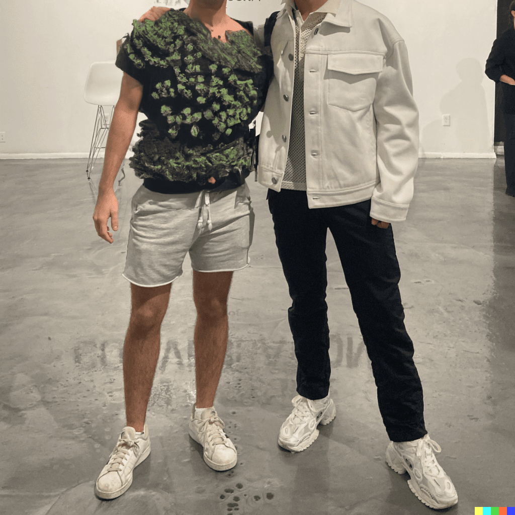 dalle2 image with prompt: a shirt made from green tree leaves