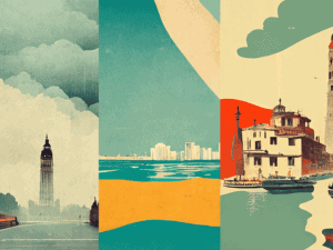 3 city posters generated with dalle