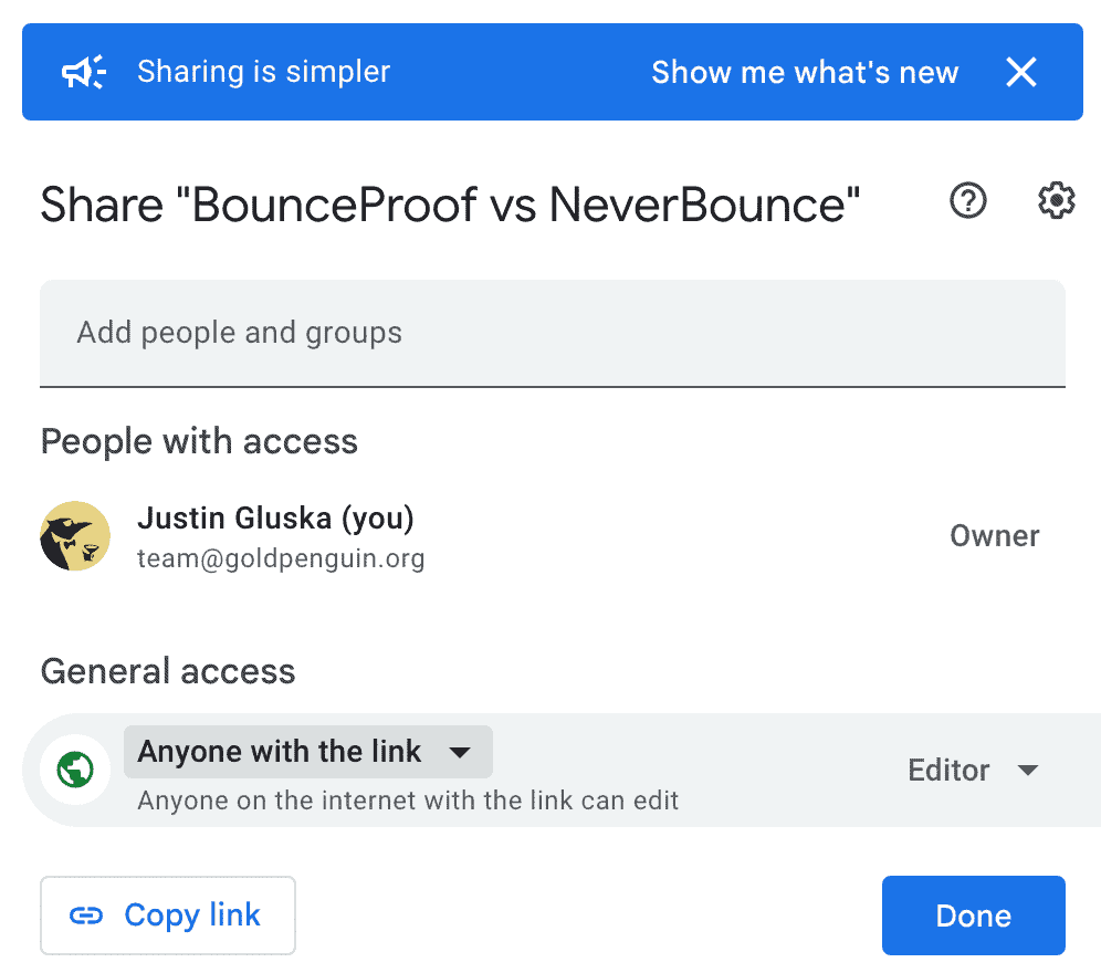 share google sheet to give edit access to anyone with the link
