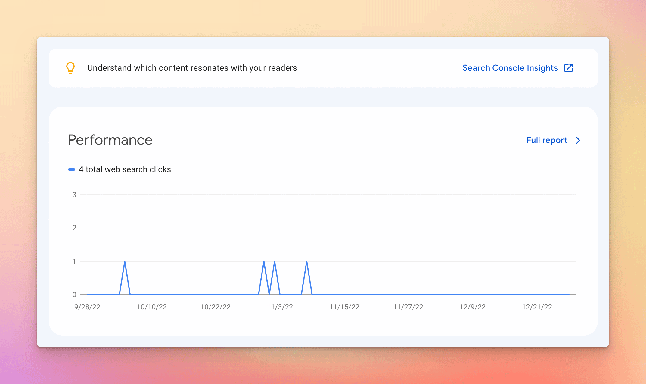 Viewing performance in Google Search Console after account access is updated