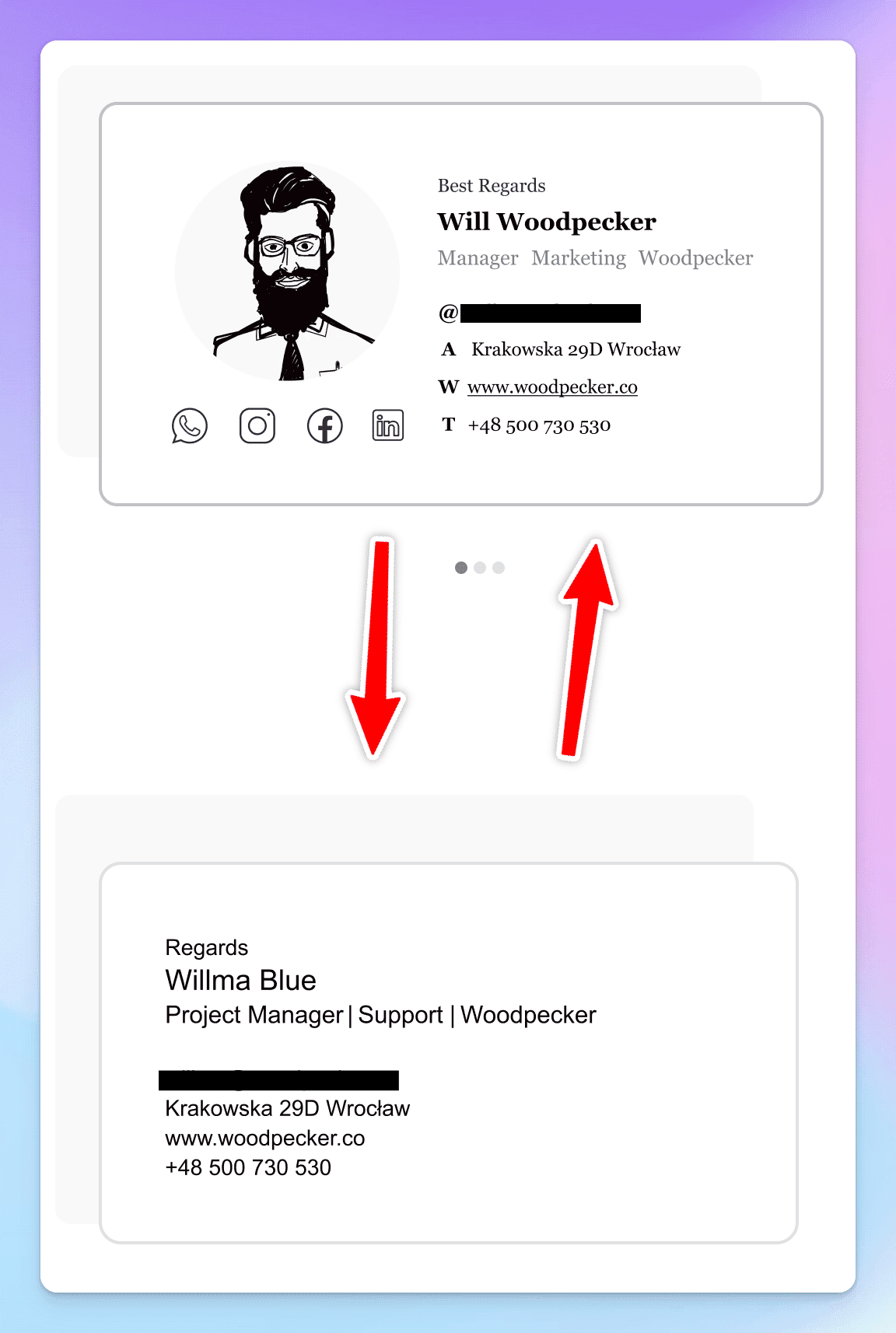 Email signature crafter with Woodpecker