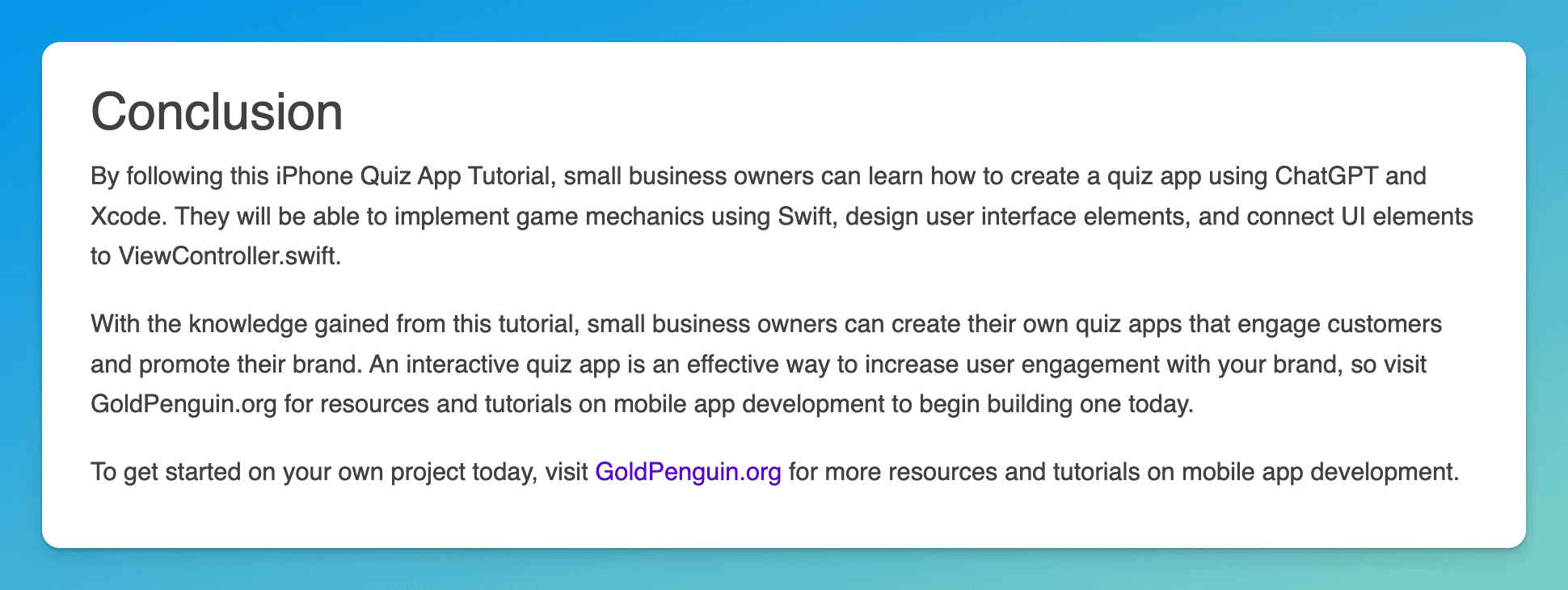 Sample conclusion paragraph generated by Content at Scale's YouTube video to blog post generation tool.