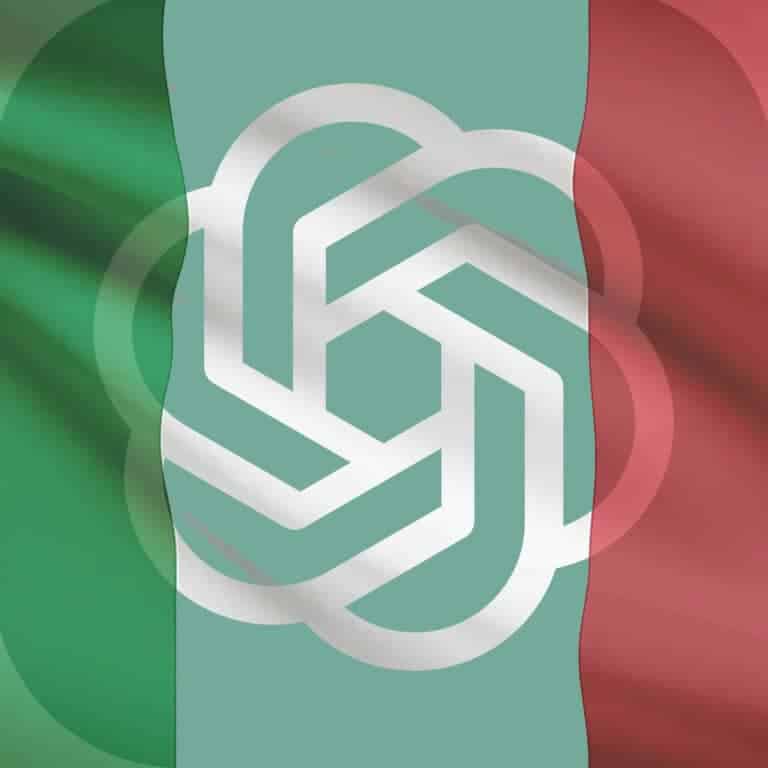italian flag overlay over the chatgpt logo