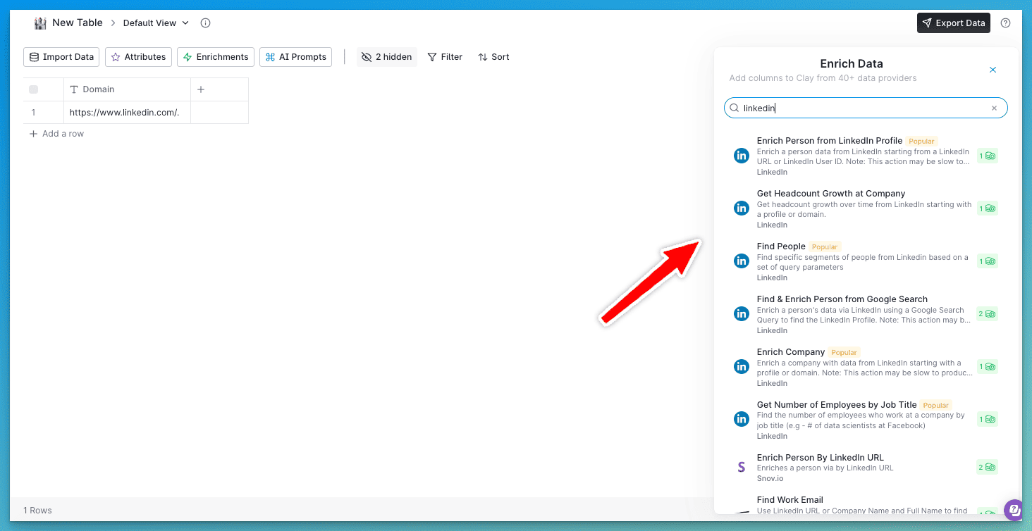 LinkedIn data enrichment list for use with Clay.com