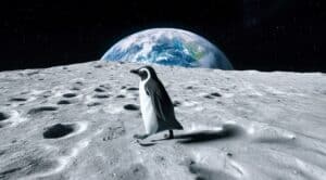 penguin on the moon