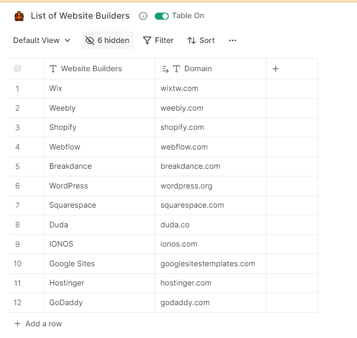 add a list to Clay table