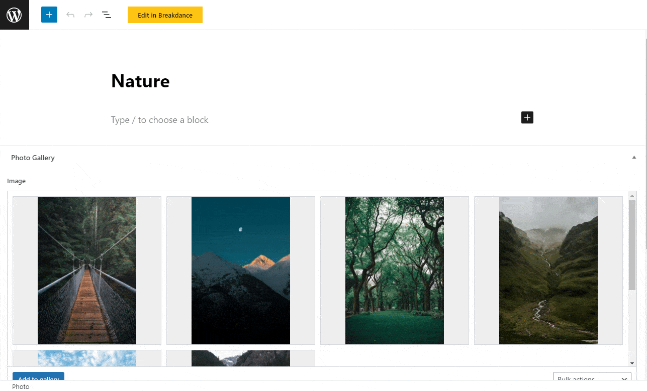 add photo gallery in Breakdance