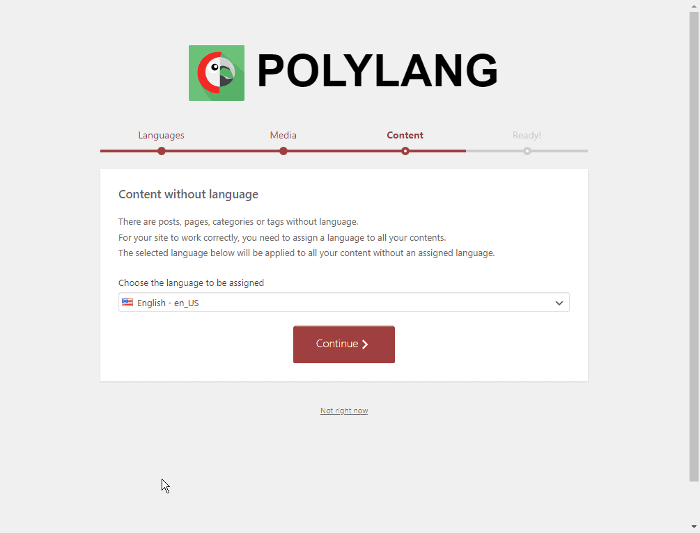 Polylang setup wizard
