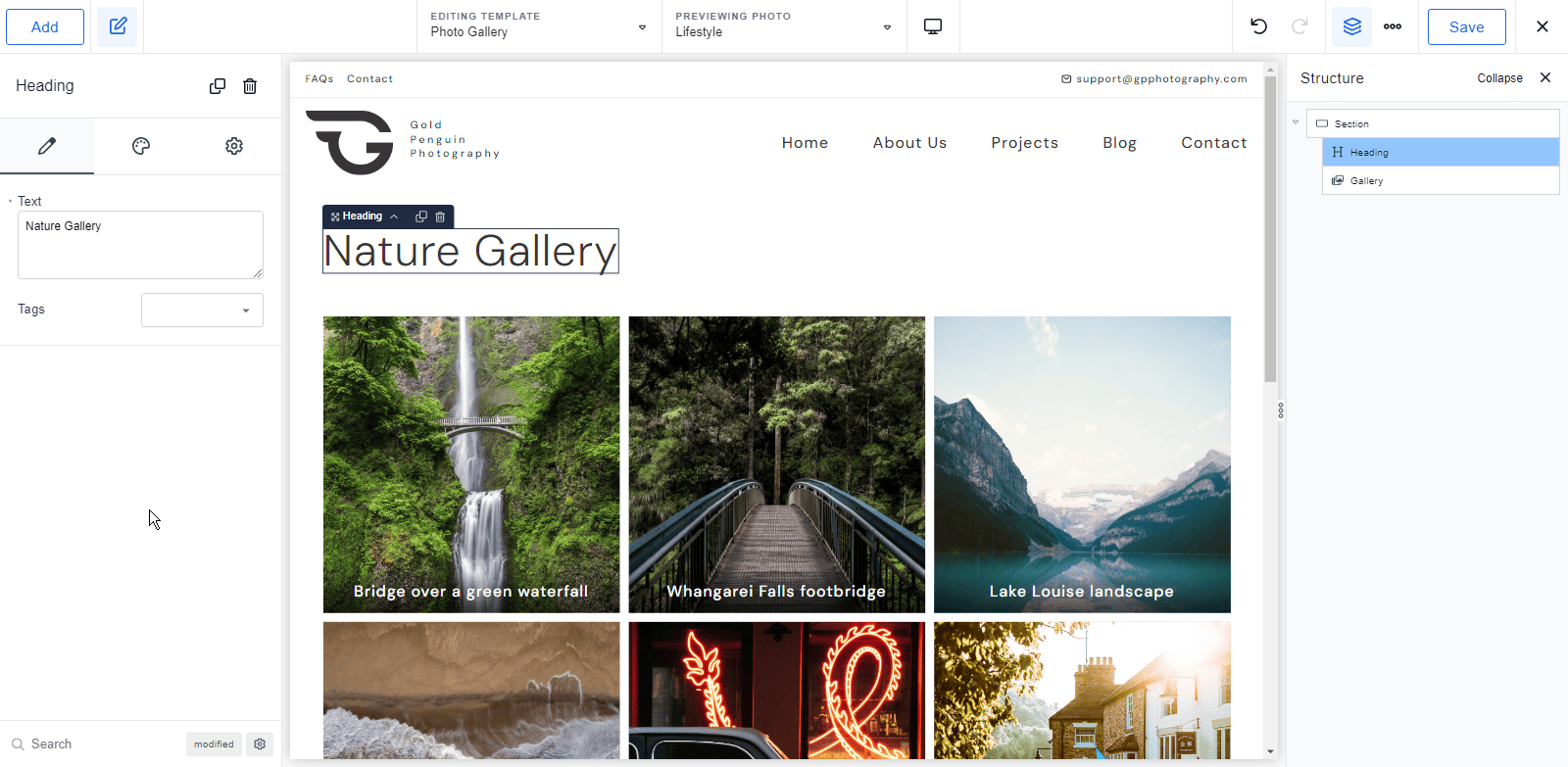 add a gallery element in Breakdance