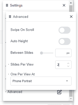advanced slider phone view