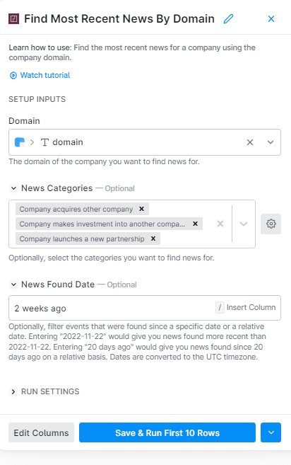 add news categories in Clay