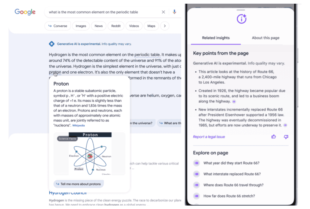 Screenshot taken from Google's SGE preview