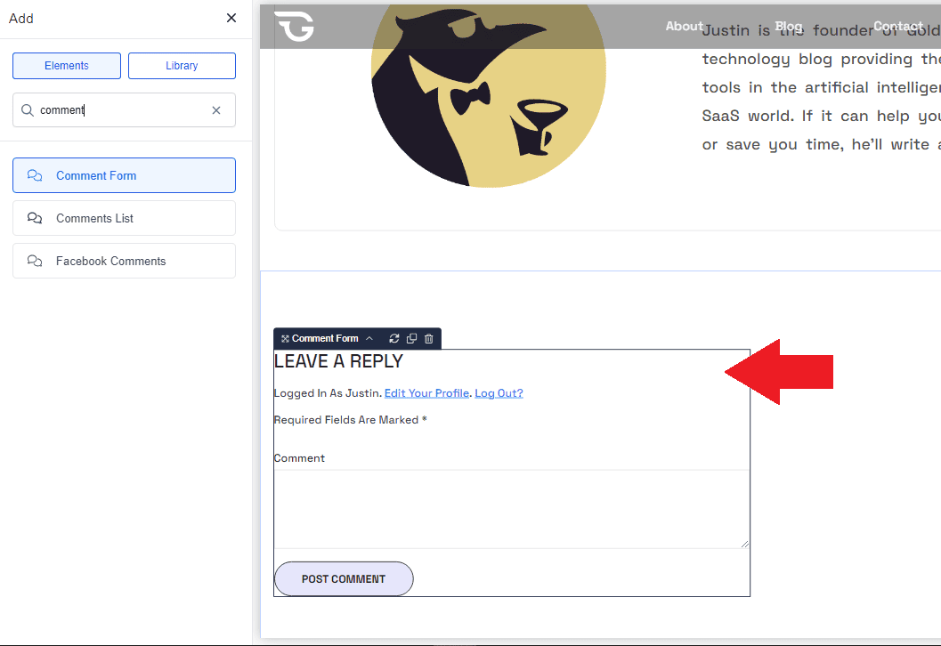 Breakdance comment form