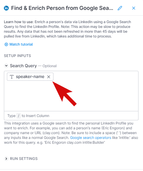 Find & Enrich Person from Google Search input