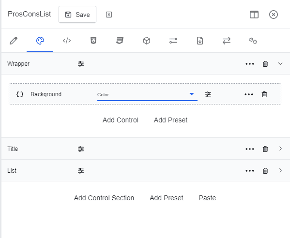 Element Studio design tab